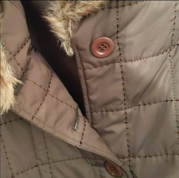 Brown Fall Button Up Jacket With Faux Fur Collar And Cuffs Side Pockets - Picture 3 of 7